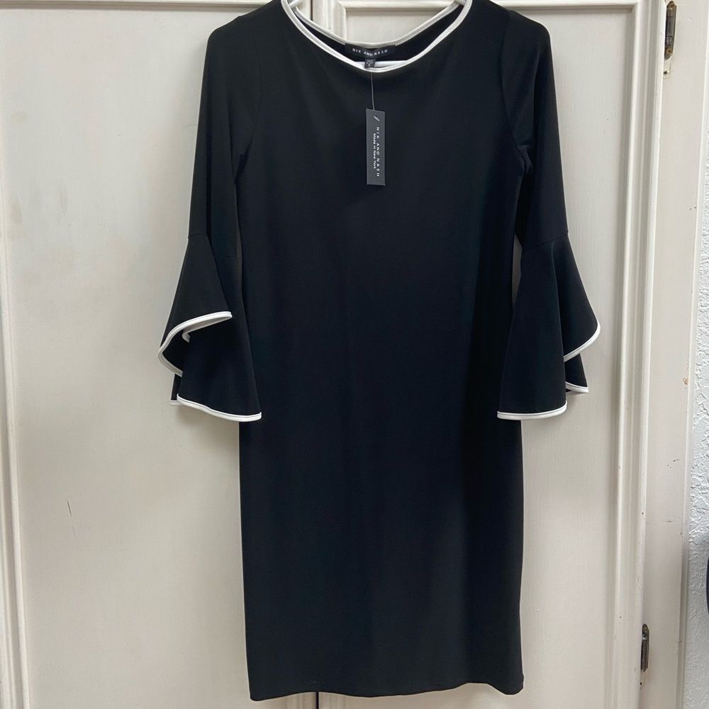 Nix and Nash Black and white bell sleeve dress